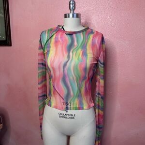 Rainbow Mesh Longsleeve with Scrunchie